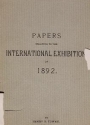 Cover of Papers relating to the international exhibition, of 1892