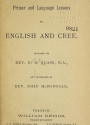 Cover of Primer and language lessons in English and Cree
