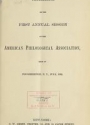 Cover of Proceedings of the ... annual session of the American Philological Association 1st-8th (1869-1876)