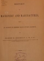 Cover of Report on machinery and manufactures