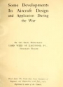 Cover of Some developments in aircraft design and application during the War