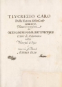 Cover of T. Lucrezio Caro Della natura delle cose libri VI