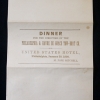 Back of menu for a Dinner for the directors of the Philadelphia & Havre de Grace Tow-Boat Co.