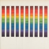 Rows of rainbow colors from a spectrographic analysis.