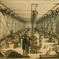illustration of 19th century lead pencil manufacturing