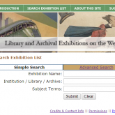 Screen capture from the old website showing the title Library and Archival Exhibitions on the Web