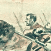 Illustration of soldiers rushing into battle