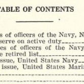 part of the table of contents for Navy directory - officers of the United States Navy and Marine Corps etc.,1941