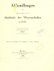 Cover of Abhandlungen der Königlichen Akademie der Wissenschaften in Berlin