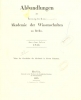 Cover of Abhandlungen der Königlichen Akademie der Wissenschaften in Berlin
