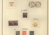 stamp collector's page with labeled stamps