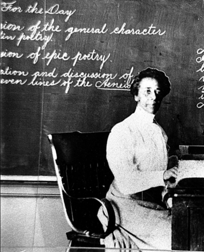 image of anna julia cooper seated at a typewriter